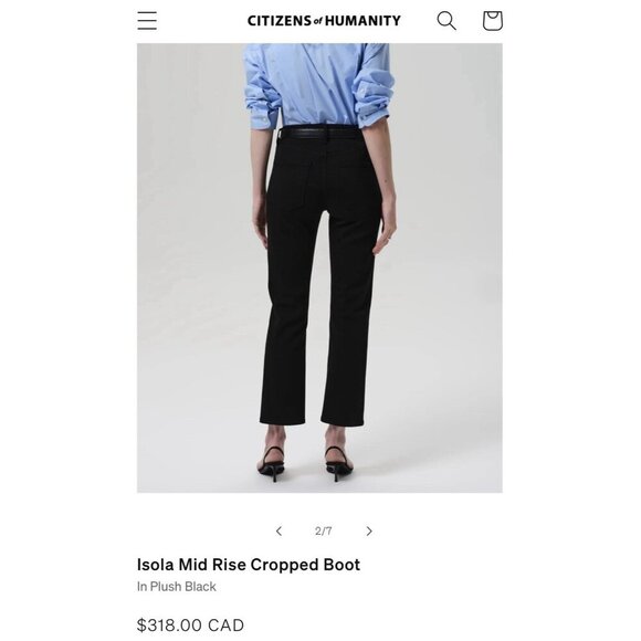 NWT Size 33 - Citizens of Humanity Isola Mid Rise Cropped Bootcut Jeans - Picture 2 of 14